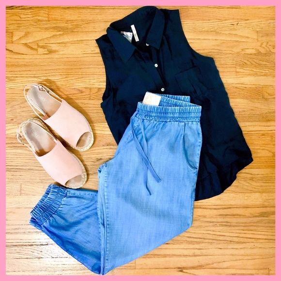 Bella Dahl Pants - Bella Dahl Chambray Tencel Jogger Pants Size M